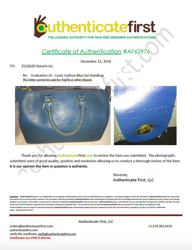 Sold-LOUIS VUITTON Epi Blue Speedy 25 M43015