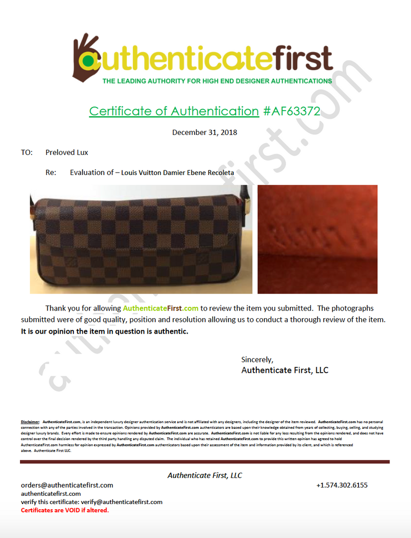 Sold-LOUIS VUITTON Damier Ebene Recoleta N51299