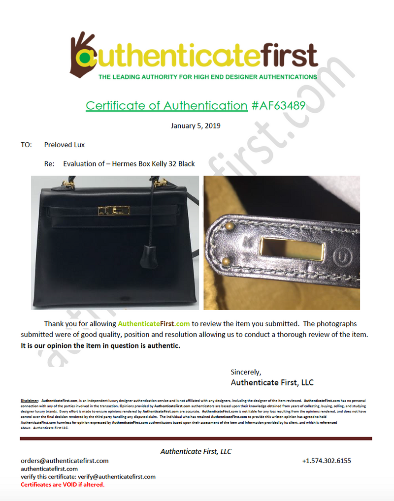 Sold-HERMES Kelly 32 Box Calf Leather Black GHW