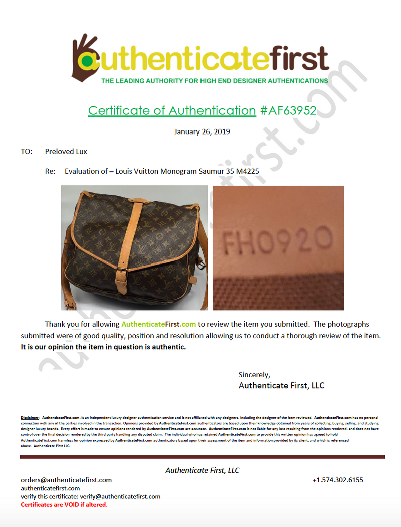 Sold-LOUIS VUITTON Monogram Saumur 35 M42254