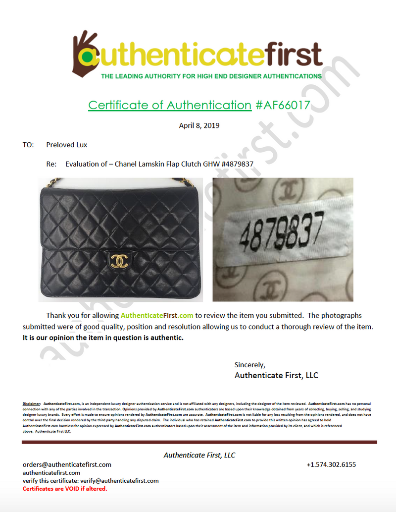 Sold-CHANEL Classic Lambskin Chain Flap Bag/clutch 25 (2) black/gold
