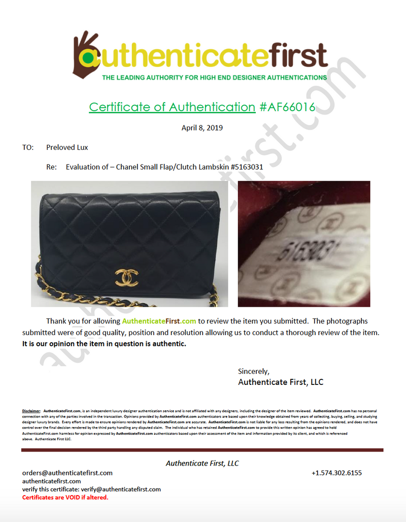 Sold-CHANEL Classic Lambskin Chain Mini Full Flap Bag 19 black/gold