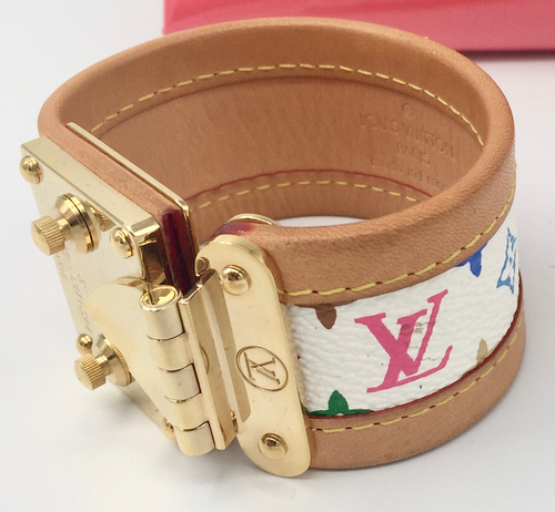 Sold-LOUIS VUITTON White Multicolore Serrure Bracelet