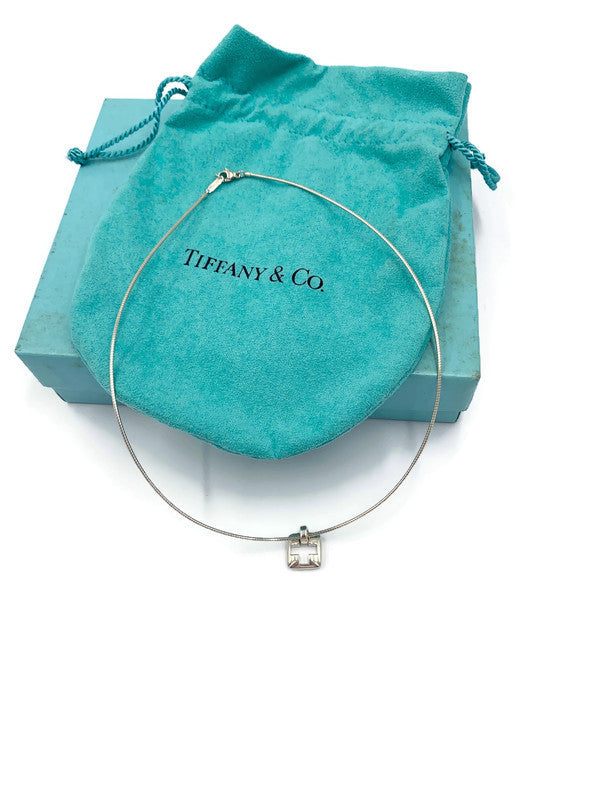 Tiffany & Co 925 Silver Cross Pendant Wire Necklace