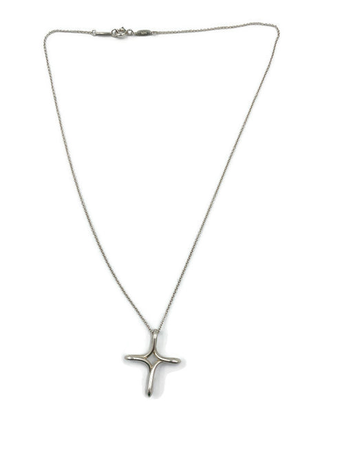 Sold-Tiffany & Co 925 Silver Elsa Peretti Infinity Cross Pendant Necklace