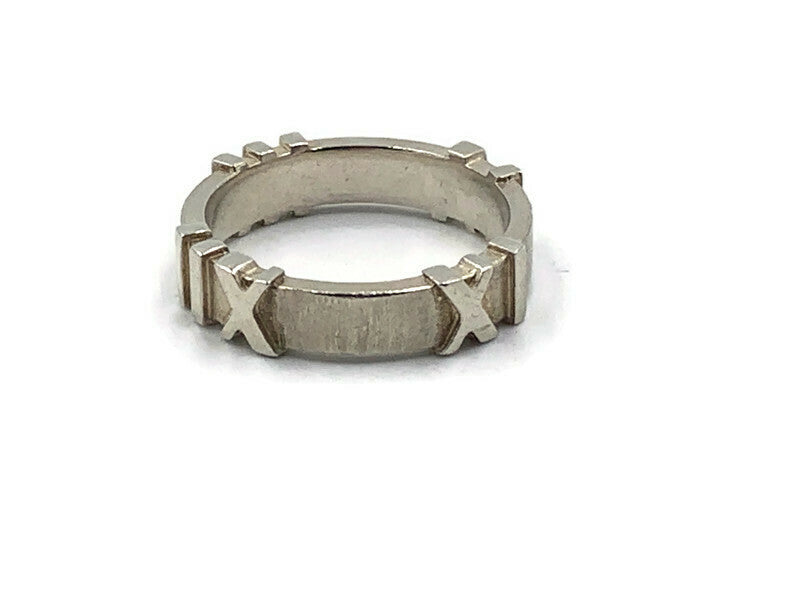 Sold-Tiffany & Co 925 Silver Atlas Ring Size 6