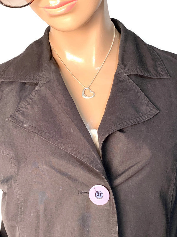 Sold-Tiffany & Co 925 Silver Elsa Peretti Open Heart 22mm pendant Necklace