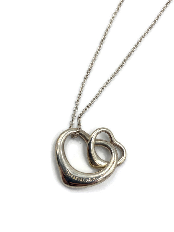 Sold-Tiffany & Co 925 Silver Elsa Peretti Double Open Heart Necklace