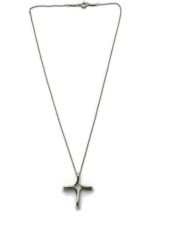Sold-Tiffany & Co 925 Silver Elsa Peretti Infinity Cross Pendant Necklace