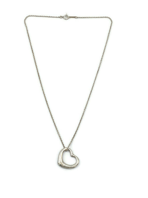 Sold-Tiffany & Co 925 Silver Elsa Peretti Open Heart 22mm pendant Necklace