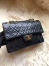 Sold-CHANEL Lambskin Small Classic Double Flap Bag Black/gold