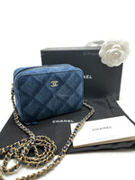 CHANEL Denim Blue Mini Camera Bag in Gold Hardware