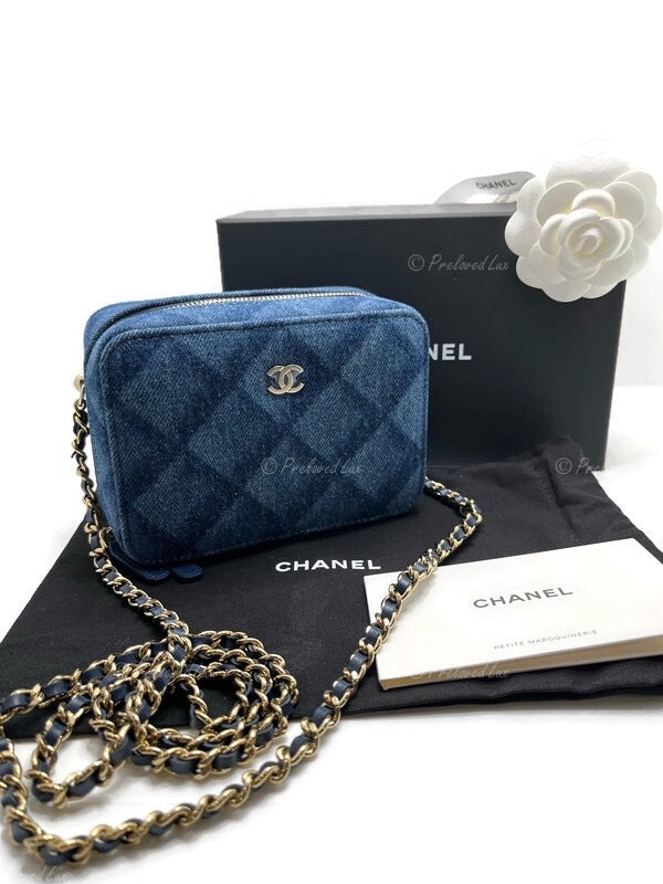 CHANEL Denim Blue Mini Camera Bag in Gold HW - Preloved Lux Canada