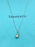 Tiffany & Co 925 Silver Elsa Peretti 12mm Teardrop Pendant Necklace