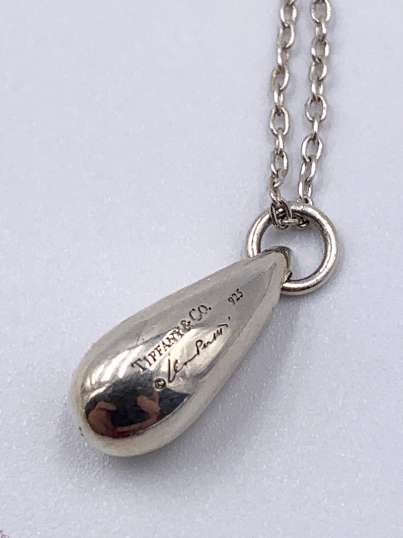 Tiffany & Co 925 Silver Elsa Peretti 12mm Teardrop Pendant Necklace