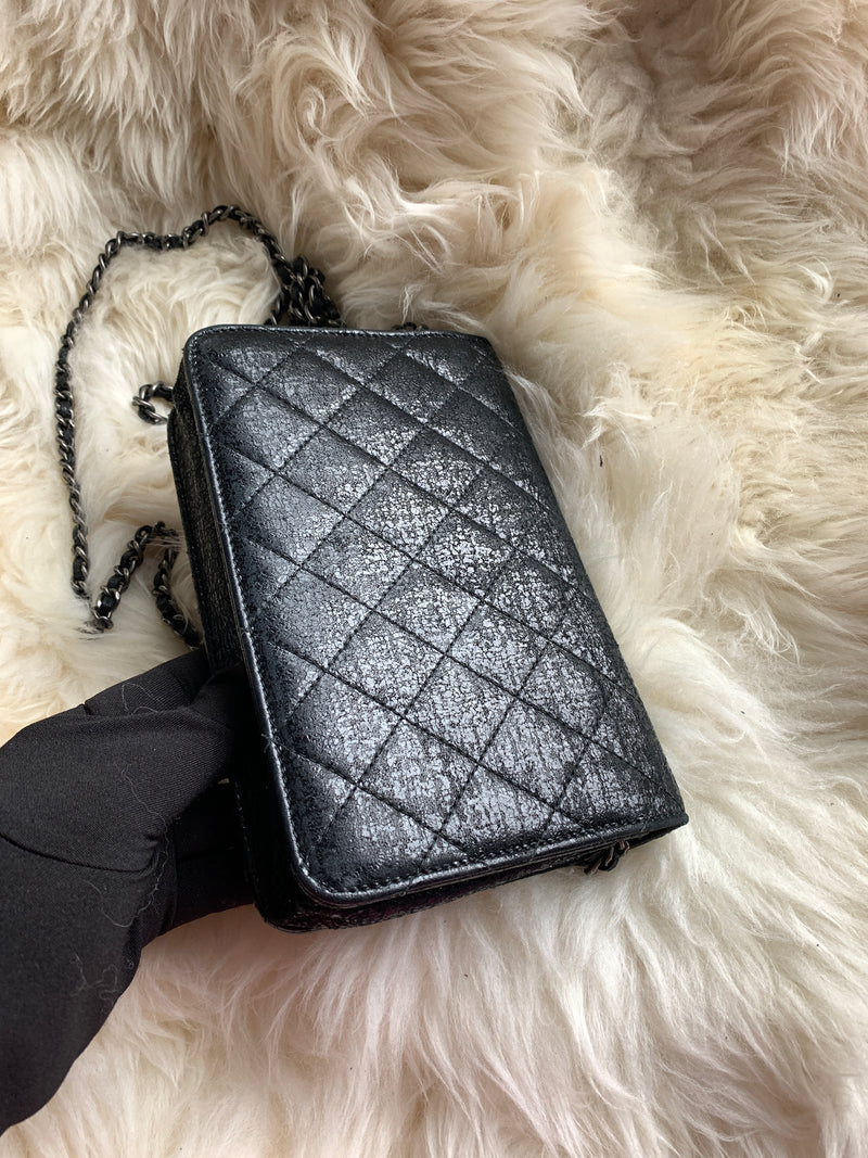 CHANEL Lambskin Wallet-on-the-chain WOC Crossbody Flap Bag - Black - Preloved Lux Canada