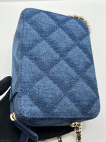 CHANEL Denim Blue Mini Camera Bag in Gold Hardware