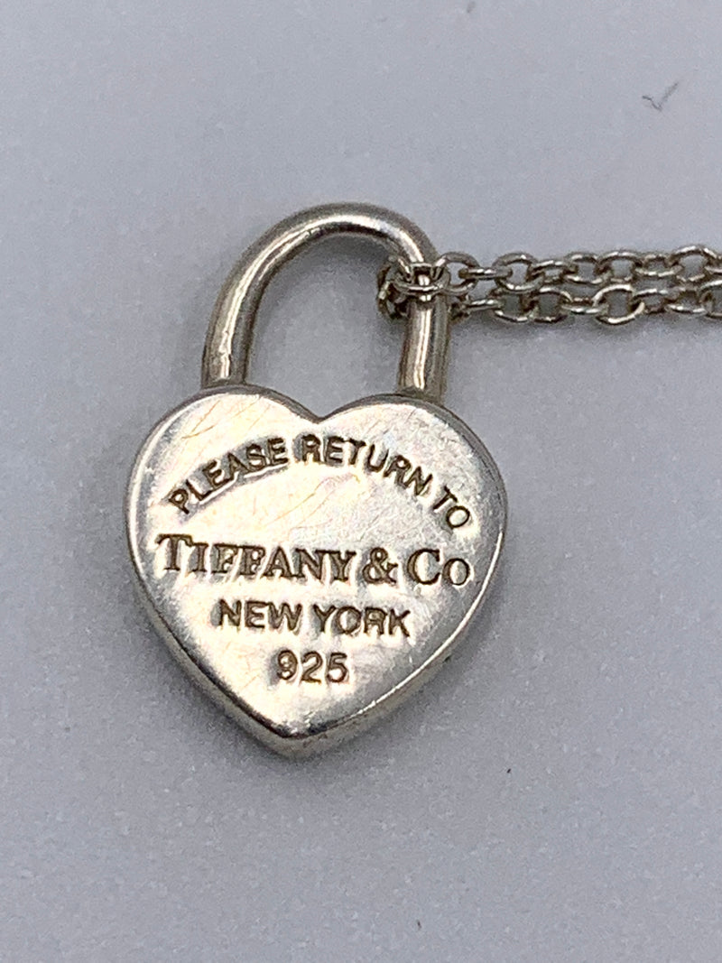 Sold-Tiffany & Co 925 Silver Return to Tiffany Heart Lock with Necklace