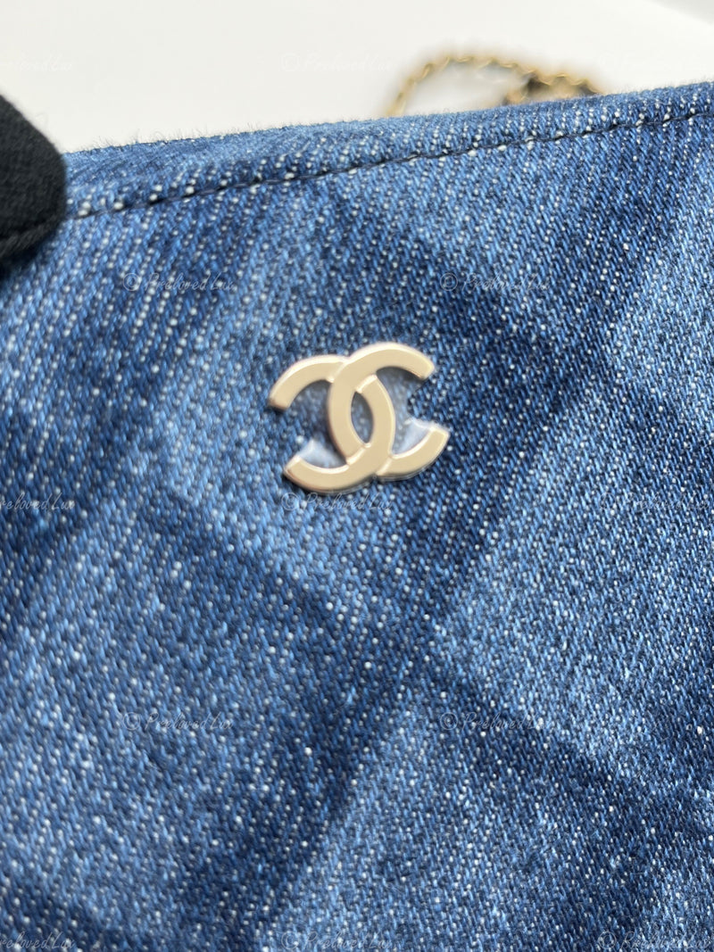 CHANEL Denim Blue Mini Camera Bag in Gold Hardware