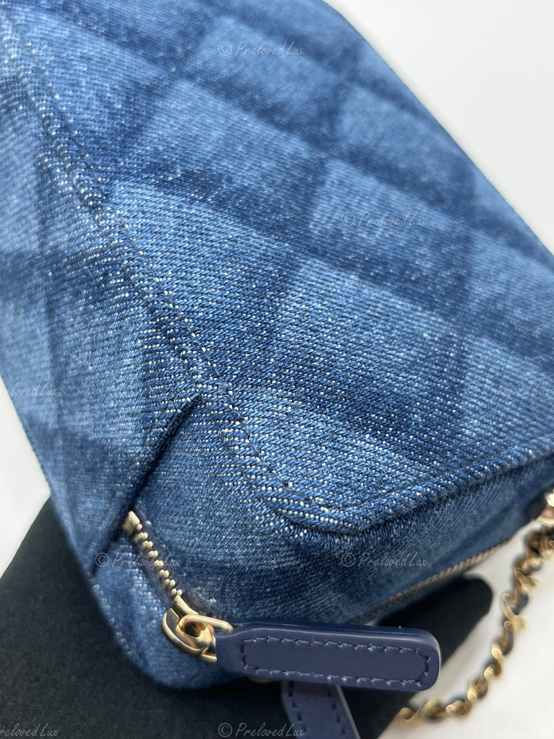 CHANEL Denim Blue Mini Camera Bag in Gold Hardware
