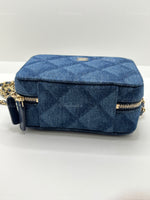 CHANEL Denim Blue Mini Camera Bag in Gold Hardware