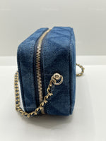 CHANEL Denim Blue Mini Camera Bag in Gold Hardware