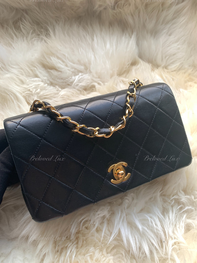 Chanel Black Quilted Lambskin Mini Coco Clips Flap Gold And