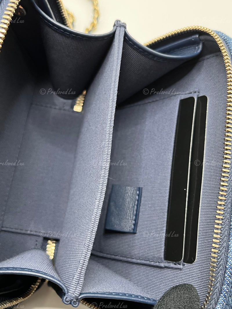 CHANEL Denim Blue Mini Camera Bag in Gold Hardware