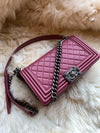 Sold-CHANEL Lambskin Old Medium Boy Dark Pink/Ruthenium hardware