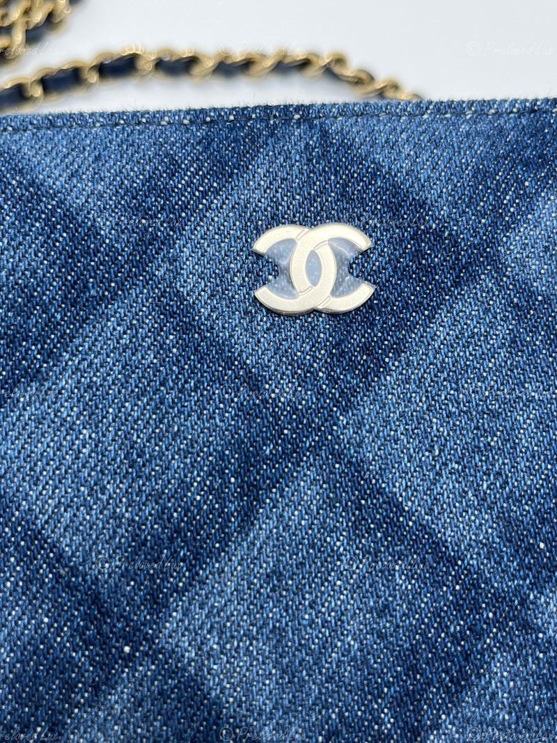 CHANEL Denim Blue Mini Camera Bag in Gold Hardware