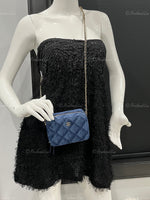 CHANEL Denim Blue Mini Camera Bag in Gold Hardware