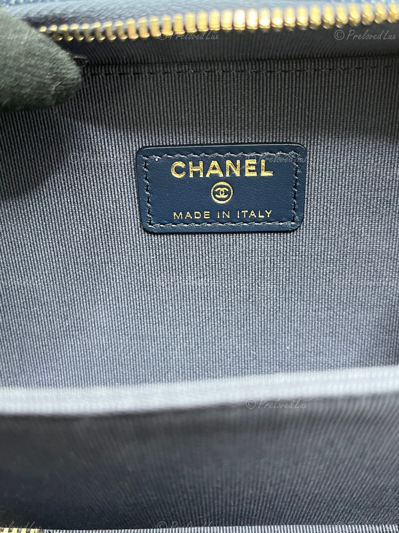 CHANEL Denim Blue Mini Camera Bag in Gold Hardware